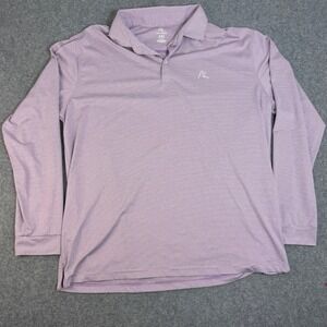 Rhoback Mens XXL Purple Striped Long Sleeve Performance Polo Shirt Stretch Golf